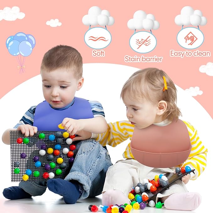 Mepase Silicone Bibs Waterproof Silicone Baby Bibs Soft Adjustable Baby Feeding Unisex Kid Eating Supplies