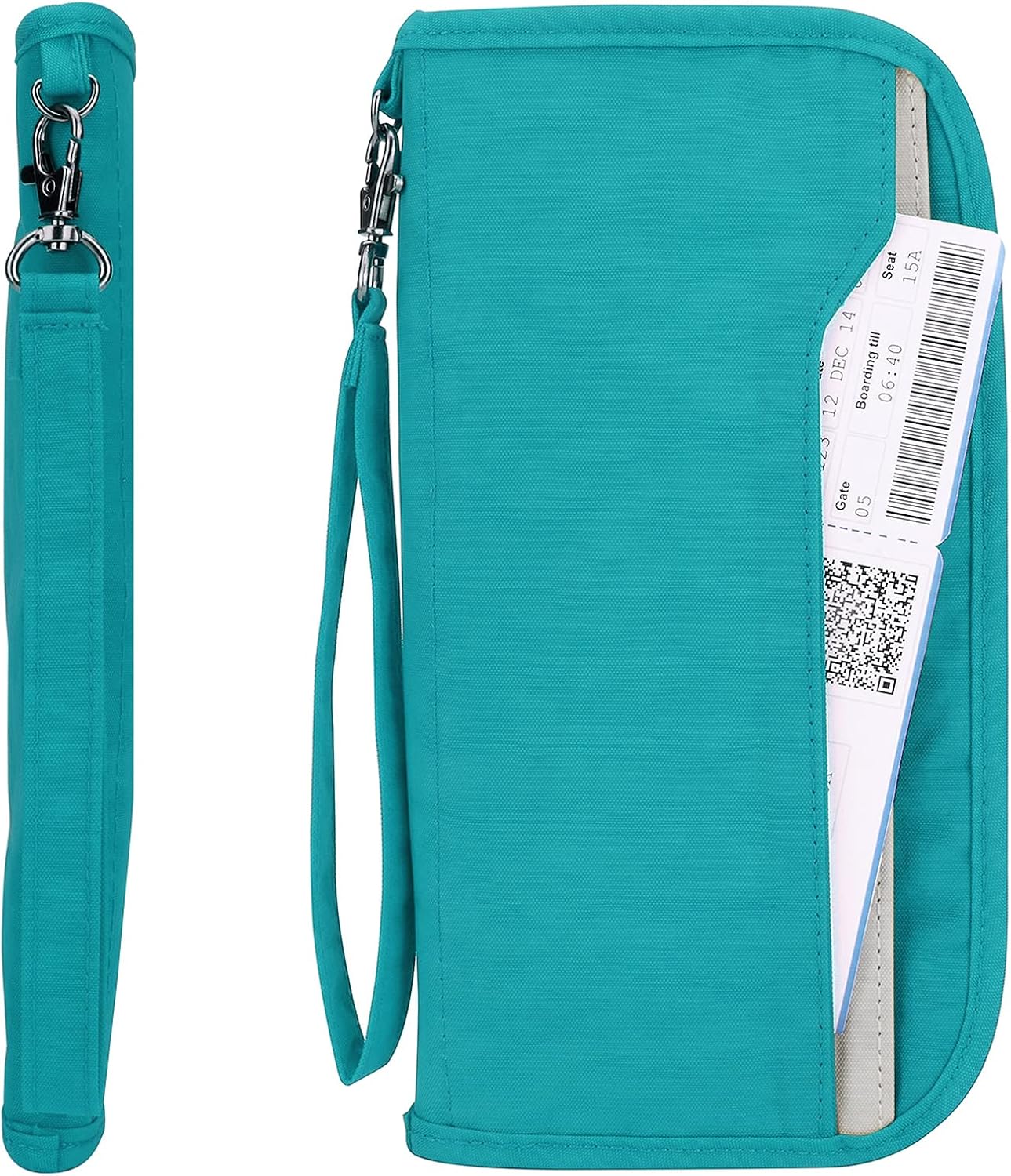 ZOPPEN Passport Holder Family RFID Passport Wallet, Passport Holder Women/Men, Travel Wallet Documents Organizer Zipper Case with Removable Wristlet Strap, Travel Essentials for Flying