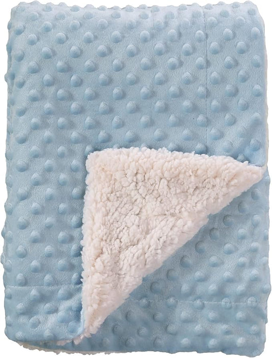 CREVENT Cozy Soft Warm Sherpa Baby Blanket for Infant Toddler's Crib Cot Stroller Gifts for Baby Boys All Season Use (30"X40" Blue dot)