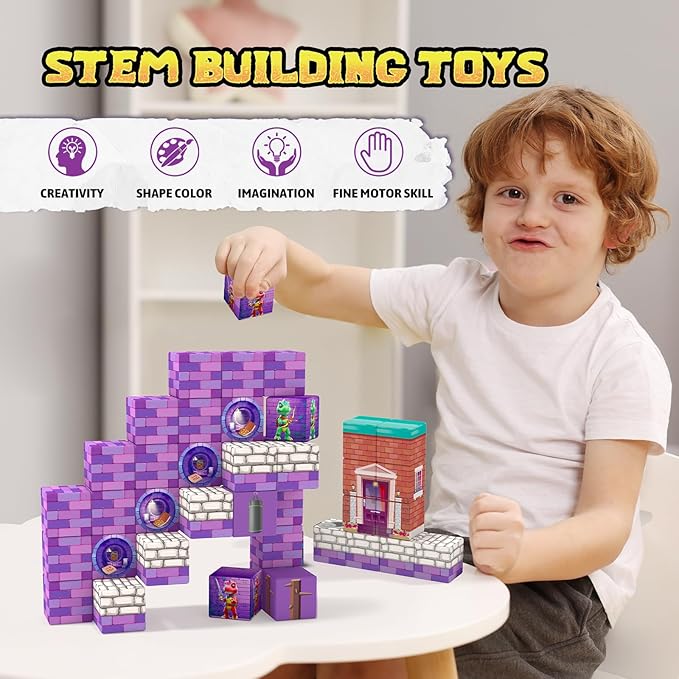 48PCS Magnetic Blocks,Building Blocks Dinosaur Toys for 3+ Year Old, Magnet Cubes Sensory Montessori Toys for 3 4 5 6 7 8 Year Old Boys & Girls, Kids