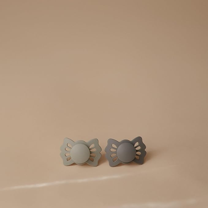 FRIGG Lucky Symmetrical SilkySoft Silicone Baby Pacifier | Made in Denmark | BPA-Free (Sage/Great Gray 0-6 Months)