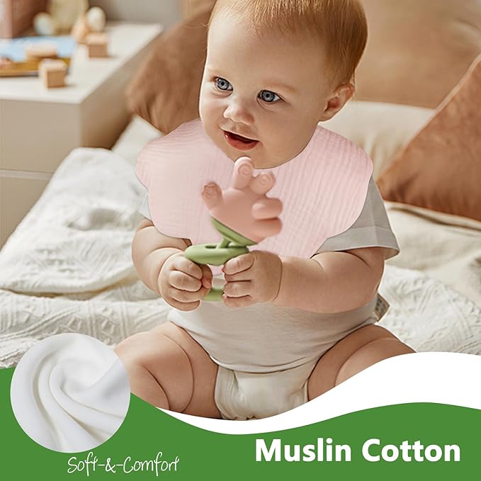 EllieHouse Baby Bibs for Girls Boys 8 Pack Muslin Drool Teeth Drooling Teething Bibs Muslin Cotton for Toddler Infant