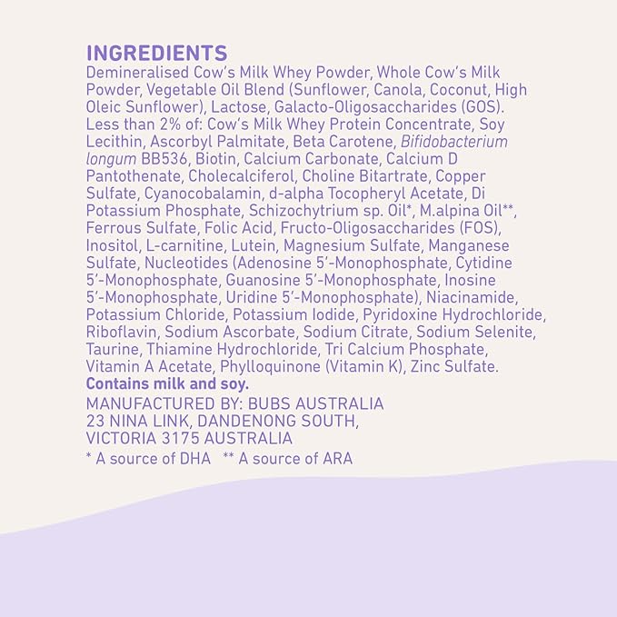 Bubs Essential Infant Formula, with Iron, Cow Milk-Based Powder, for Infants 0-12 Months, Made with Non-GMO Milk, 20 oz