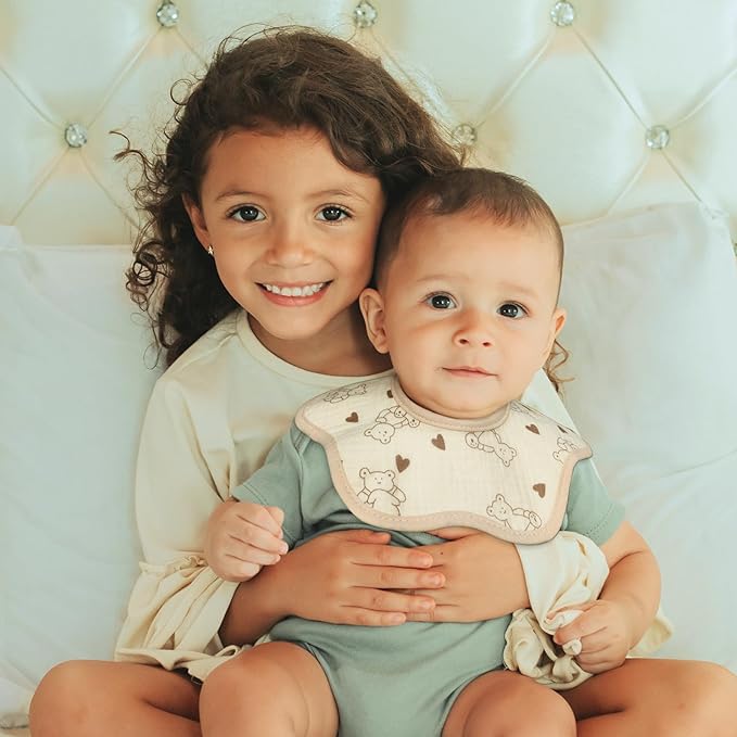 Muslin Baby Bibs for Drooling and Teething Newborn Drool Bibs for Baby Girl Boy