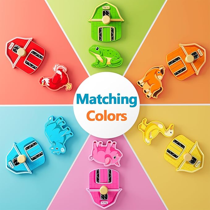 Wooden Puzzles for Toddlers 1-3 : Farm Animal Peg Puzzles, Preschool Learning Activities, Toddler Toys Age 1-2, Montessori Toys for 1 2 Year Old Boy Girl Christmas Birthday Gift