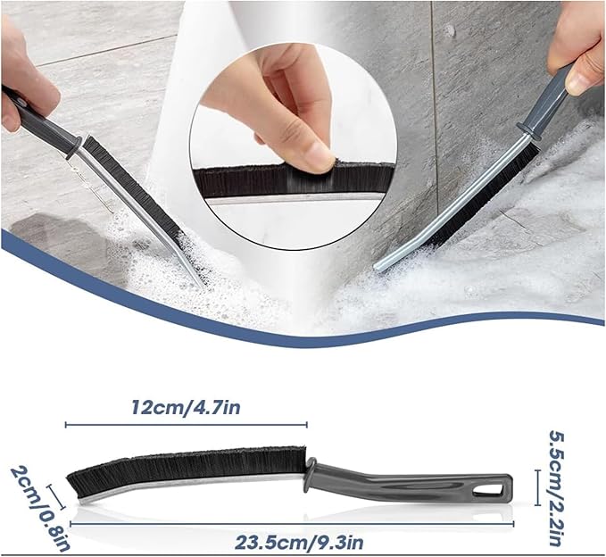 3 Pcs Crevice Cleaning Brush, Multifunctional Gap Bathroom Brush with Hard PET Bristles for Small Tight Spaces