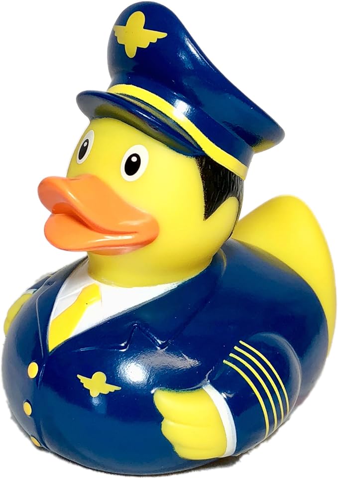 3 Inch Pilot Rubber Duck Bath Toy, Collectable, Fun for All Ages, Auto Dash Decoration, Crusing Vacation Gift, Party Favors, Office, School, Home