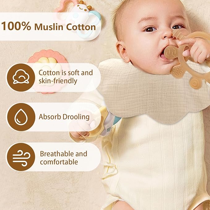 Baby Bibs Muslin Bibs 8 Pack for Drooling and Teething for Unisex Girls Boys