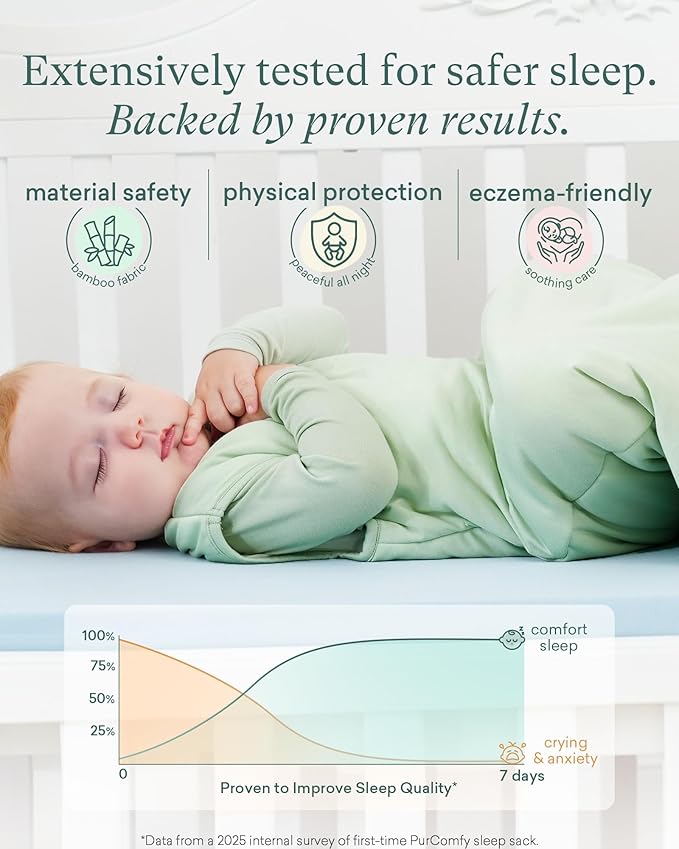 PurComfy Supersoft Sleep Sack 1.0 TOG, Premium Bamboo Viscose Baby Sleeping Bag 2-Way Zipper Sleep Sack Baby Wearable Blanket