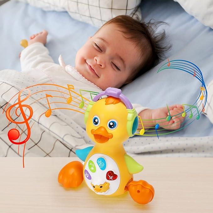 Tsomtto Baby Musical Duck Toy Dancing Crawling Tummy Time, Light Up Infant Toys Birthday for Boys Girls Baby Learning Development Newborn Toddler Toys