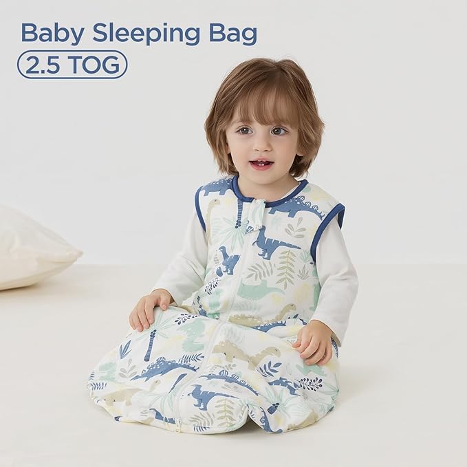 Duomiaomiao 2.5 TOG Baby Sleep Sack 100% Cotton Winter Baby Wearable Blanket, Warm Quilted Comfy Toddler Sleeping Sack