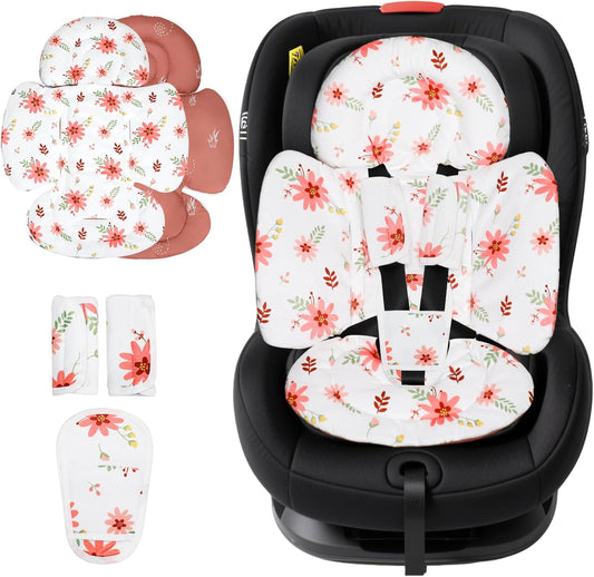 KAKIBLIN Infant Car Seat Insert, Baby Car Seat Cushion, Car Seat Head Support for Infant,Breathable Reversible Carseat Insert Support for Newborn Stroller, Baby Swing, Bassinets, Pushchair (Pink)