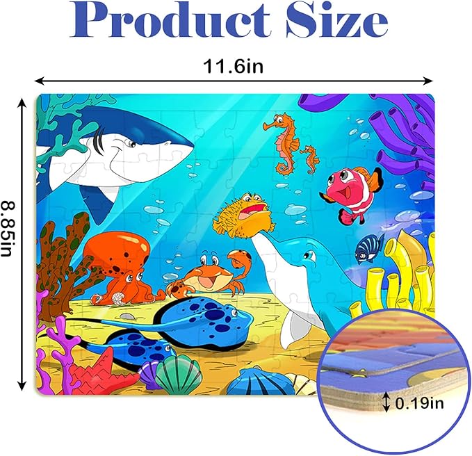 Puzzles for Kids Ages 4-8, 6 Pack Wooden Jigsaw Puzzles 60 Pieces Preschool Educational Learning Toys Set for Boys and Girls