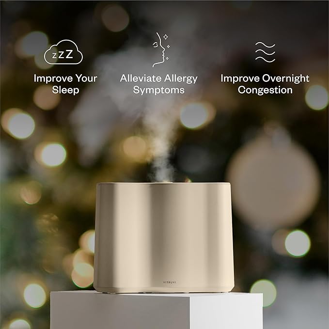 Vitruvi Cloud Humidifier for Bedroom | Large Humidifier Up to 600 sq ft | Cool Mist Humidifiers for Bedroom Quiet | Ultrasonic Humidifiers | 24 Hr Run Time - Oat