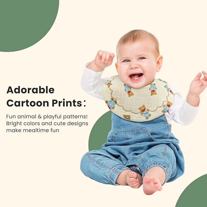 Baby Bibs Muslin Bibs for Baby Girl Boy for Drooling and Teething 10 Pack