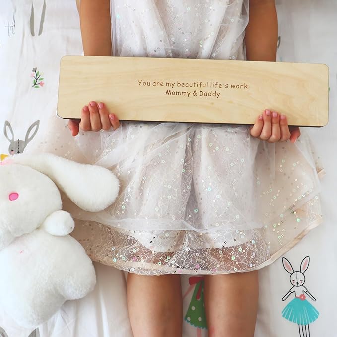 Personalized Baby Gift Name Night Light for Kids Nursery Decor with Engraved Text Greetings On Back, Baby 1st Birthday Gifts for Girl and Boy (Warm Light)