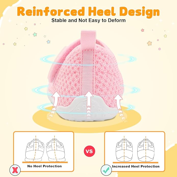 FEETCITY Baby First Walking Shoes Wide Baby Shoes Infant Sneakers Newborn Crib Shoe Barefoot Lightweight Slip On Shoe