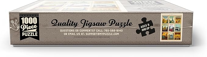 MyPuzzle World Travel: Multi-Image Print - Edition 1, Vintage Poster - Premium 1000 Piece Jigsaw Puzzle for Adults