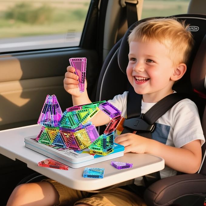 Mini Magnetic Building Toys for 3-8 Year Olds and Toddlers, STEM Magnet Travel Construction Set with Storage Box - Educational Birthday Gifts for Boys & Girls