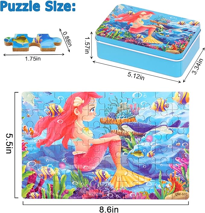 LELEMON Puzzles for Kids Ages 4-8, 60 Piece Puzzles for Kids Ages 3-5 in a Metal Box,Educational Puzzle Games Childrens Puzzles Jigsaw Puzzles Toys Gifts for Girls and Boys