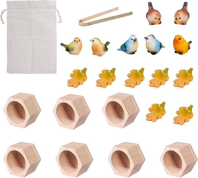 Sorting Stacking Wooden Toys for Toddlers, Bird Montessori Toys Toddler Sensory Bin Tool Toy, Wood Bird House Fine Motor Skill Toy Early Learning Preschool Educational Gift for Kids