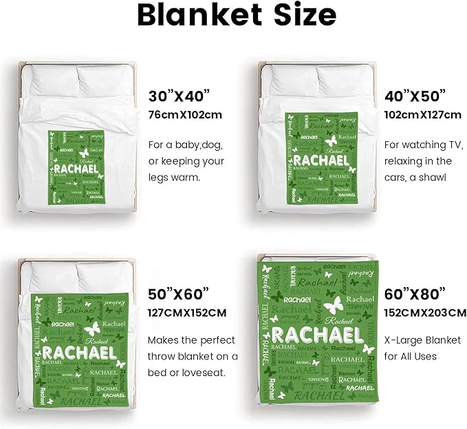 Personalized Throw Blanket with Name Custom Blankets Customized Baby Blanket for Girls Kids Adult Birthday Gift