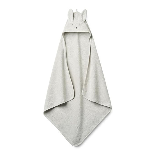 Baby Hooded Towel – Organic Cotton Baby Bath Towels – Baby Towels for Baby Boy, Baby Girl, Large 32" x 32" Super-Soft and Absorbent Baby Towels for Newborn (Rabbit - Pearl Grey)