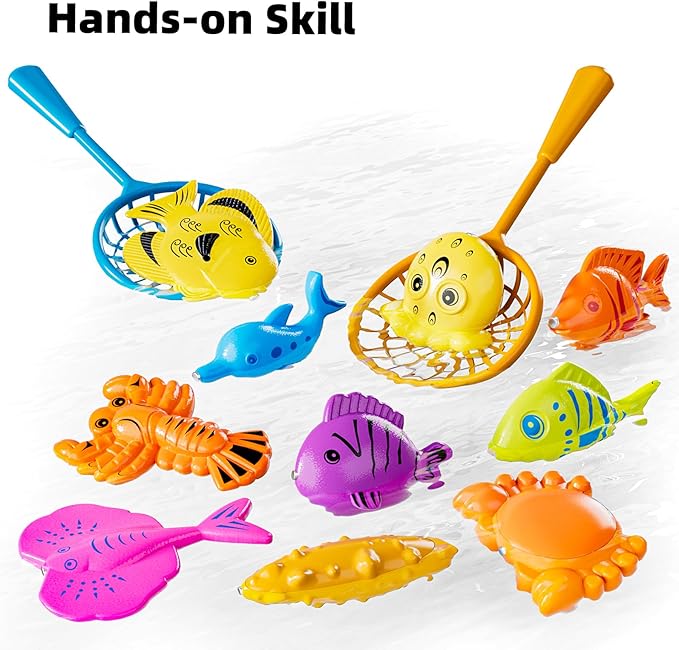 TEMI Fishing Toy for Kids 3-8 Years Old, Bath Toy for Child, Magnetic Fishing Pole for Toddlers, Summer Water Toys for Boys and Girls, Outdoor and Indoor Toys, Gifts for Birthday and Holidays