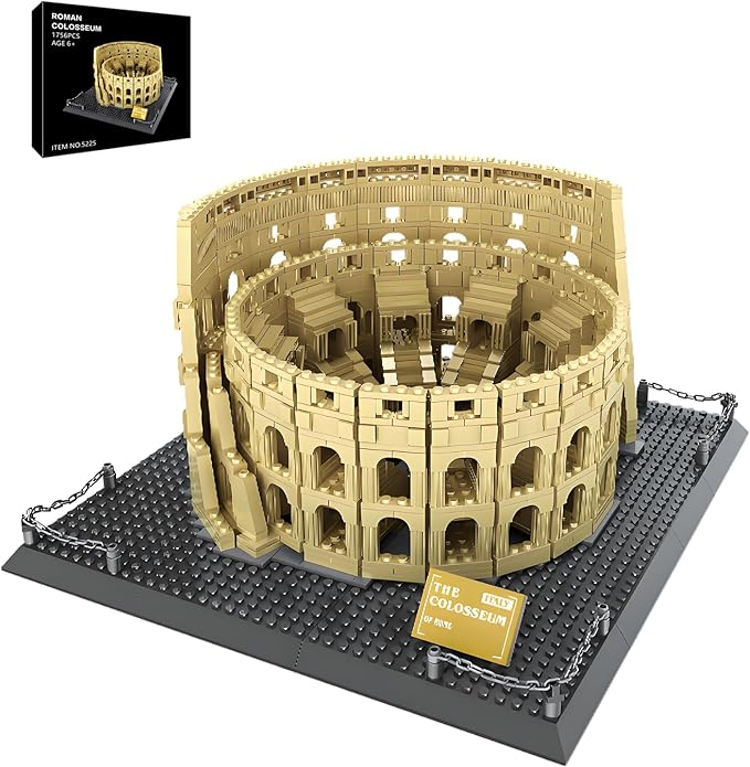 Roman Colosseum Architecture Model Building Block Sets Famous Landmark Series Kit Toy for Adults Kids 1756 Pieces