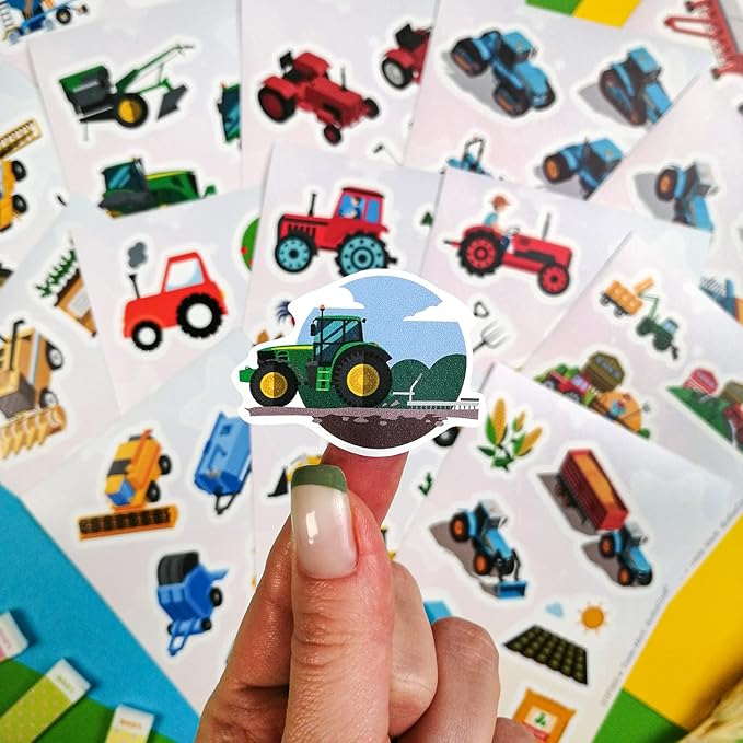 BulbaCraft 100 Pcs Tractor Stickers & Decals, Tractor Birthday Party Supplies, Gifts for Women & Men