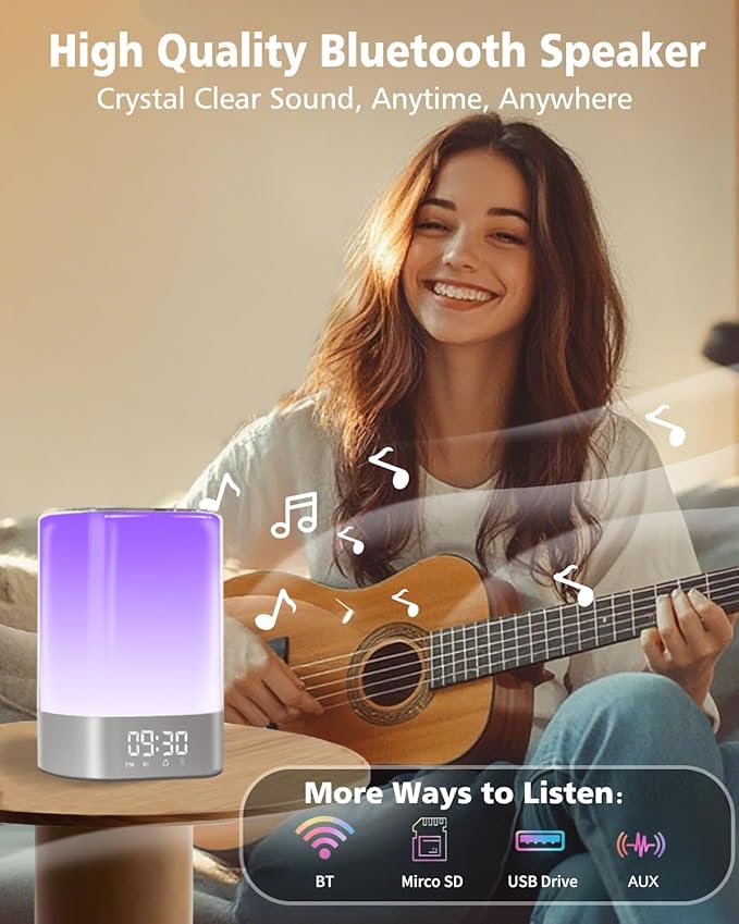 Sound Machine White Noise Machine with 32 Soothing Sounds, Bluetooth Speaker, Alarm Clocks for Bedrooms with Wake up Light, Night Light for Kids, App Control Birthday Gifts for Women, Teen Girls, Boys