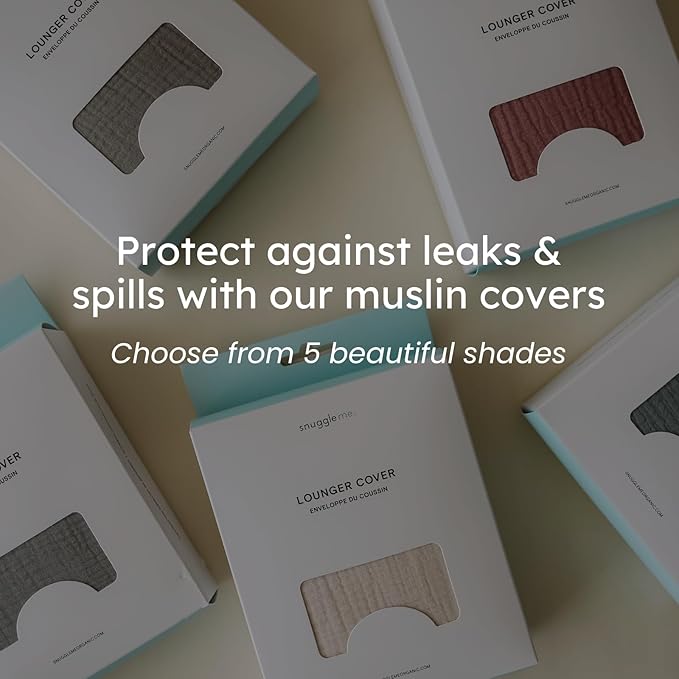 Snuggle Me® Baby Lounger Curve (0-6 Months) - Premium Organic Cotton with Foam Core, Machine-Washable Cover, Buttery-Soft & Breathable Infant Lounger with Travel Bag (30 in x 20 in x 1.9 in) - Gumdrop