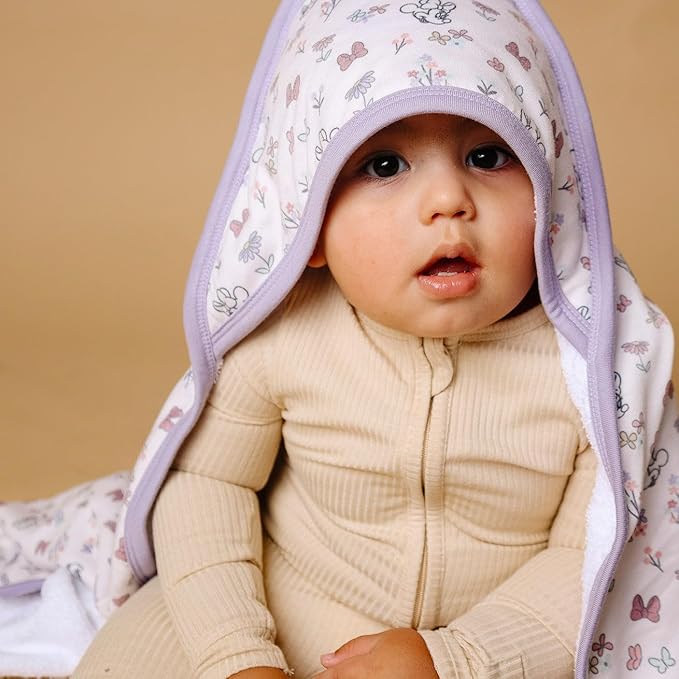 Premium Knit Hooded Bath Towel "Minnie Mouse's Bowquet" by Copper Pearl