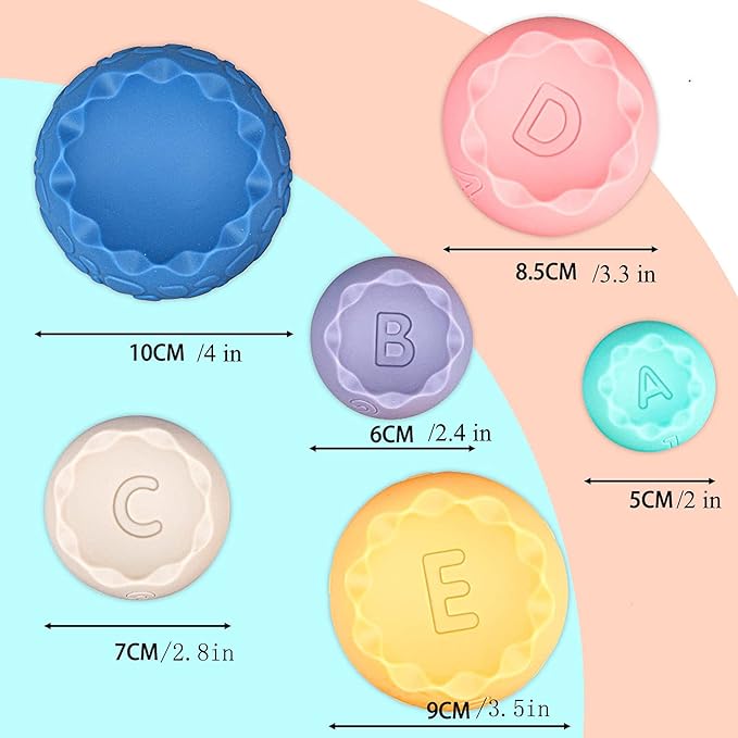 Stacking Balls Soft Toys for Babies 6 12 18 Months 1 Year Old Girls Boys - Toddlers Sensory Educational Montessori Baby Blocks - Infant Newborn Teething Learning Stacker Cups-Easter Basket