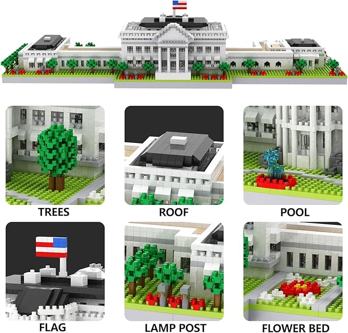 White House Model Micro Mini Building Block Sets for Adults Architecture Landmark Series Kit Toy Gift for Kids 3000 Pieces