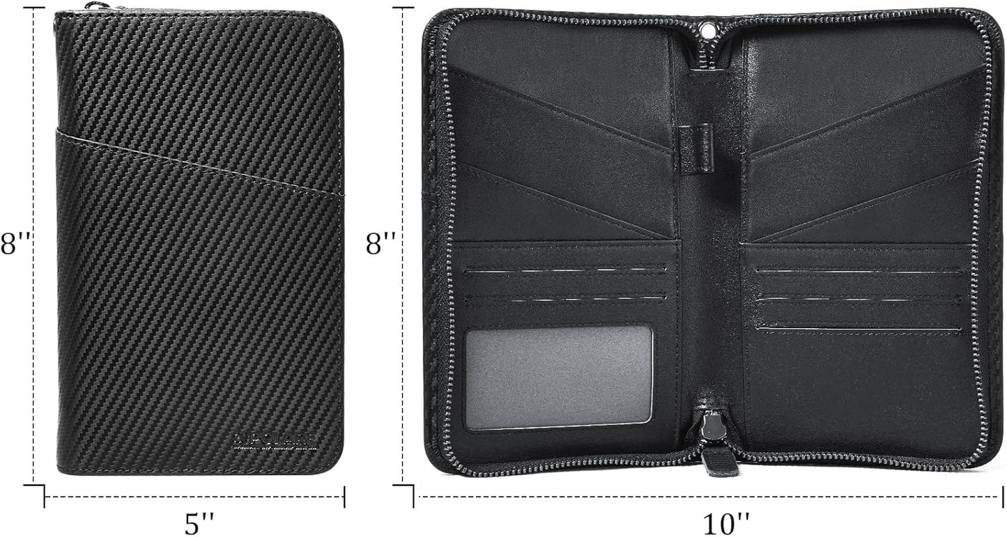 Polare Full Grain Leather Passport Holder Cover Case for Men and Women RFID Blocking Family Travel Wallet Holds 6 Passports