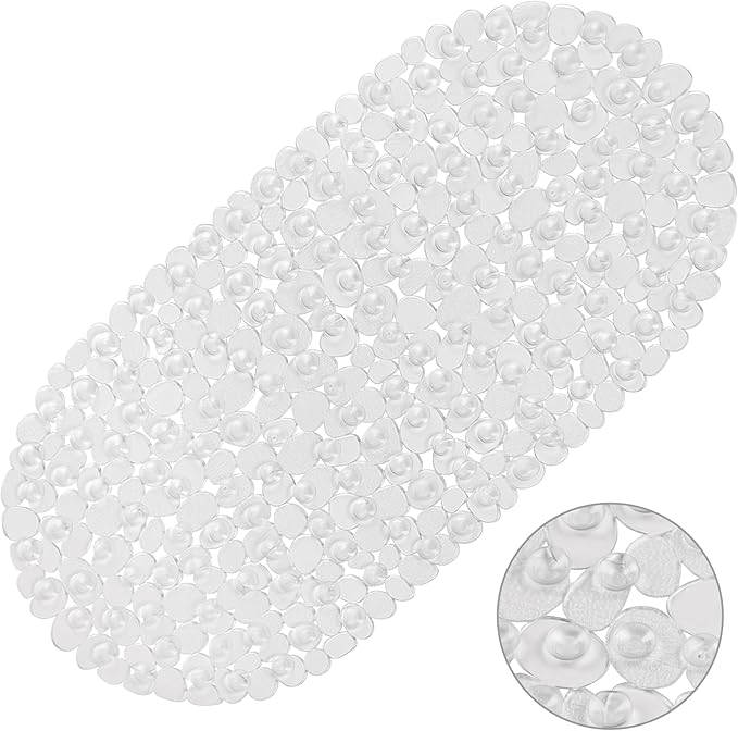 Vannokor Bathtub Mats for Bathroom 27x14 Inch, Pebble Bath Mat for Tub Feels Great on Tired Feet, Friendly Machine Washable Shower Tub Mats with 167 Big Suction Cups, Shower Mat, Bath Tub Mat,Clear