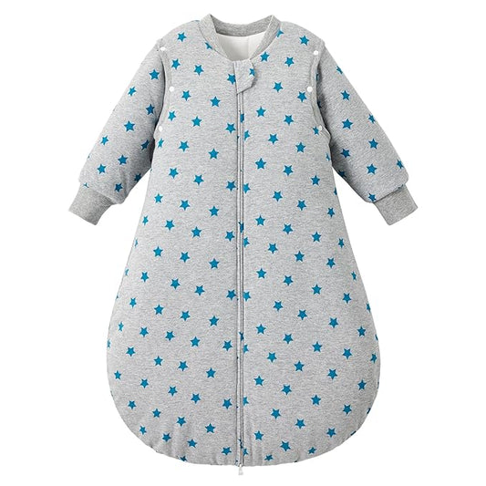 Duomiaomiao 3.5 TOG Baby Sleep Sack 100% Cotton Winter Long Sleeve Baby Wearable Blanket, Super Warm Quilted Comfy Toddler Sleeping Sack
