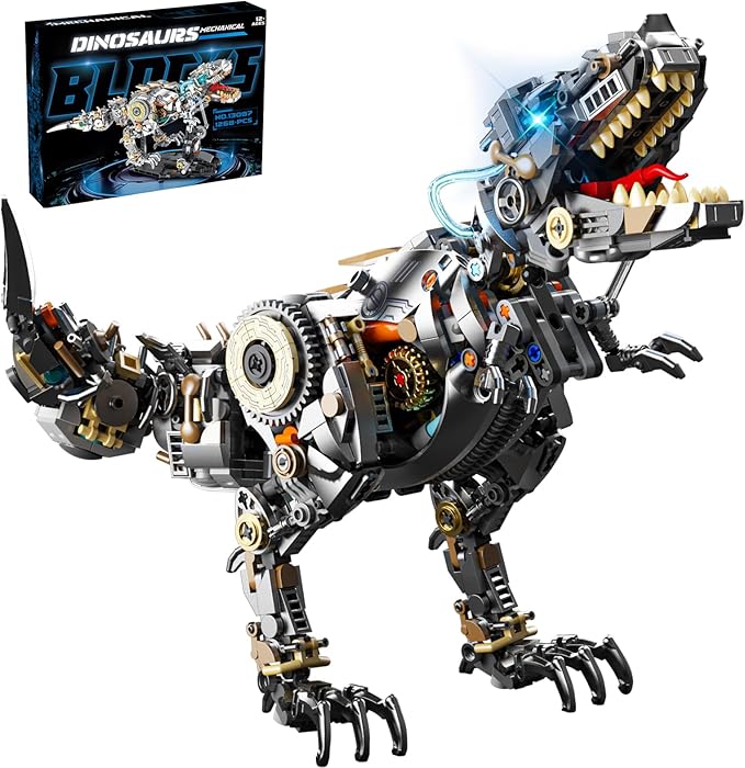 Mechanical Tyrannosaurus Building Blocks Set,T Rex Model Home Decor Gift for Adults Teens Kids Boys（1268PCS）