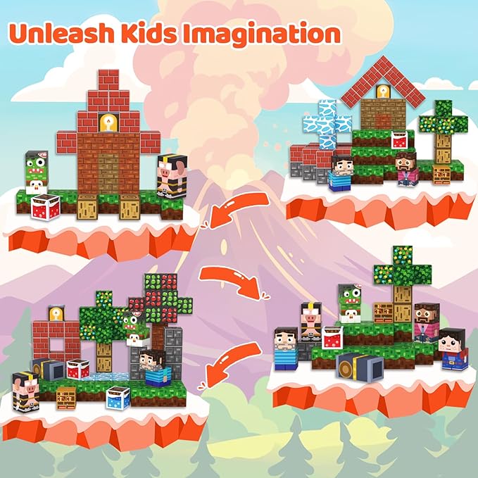 Magnetic Blocks, 150PCS Magnetic Building Blocks, Stacking Magnets for Kids, Sensory Toy for STEM Constructions Magnet Blocks for Boys Girls Age 3+, Christmas Birthday Gifts