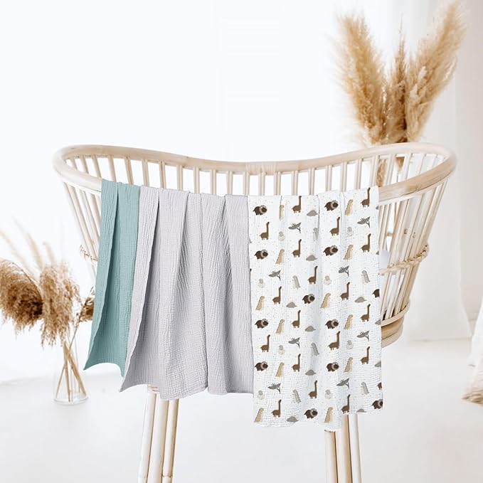 lulumoon Baby Muslin Swaddle Blankets: Soft Receiving Blanket for Newborn - Cotton Swaddling Blanket for Neutral 3Pack