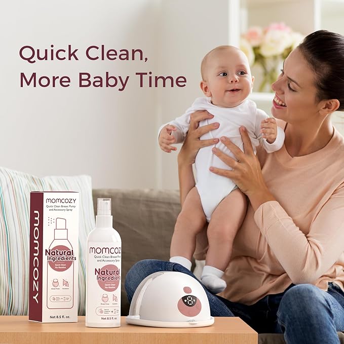 Momcozy Portable Breast Pump Cleaning Spray, Effective Milk Fat Removal & Residue-Free, Natural Grapefruit Scent, Pump Spray for Breast Pump or Accessories, and Other Baby Products, 8.5 Fl Oz
