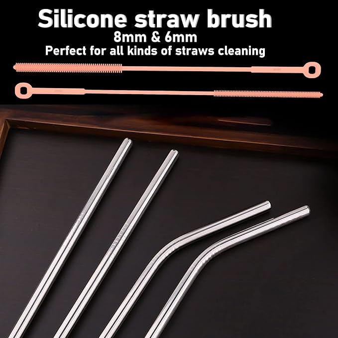 Silicone Baby Bottle Brush and Straw Cleaner Brush Set,Silicone Fully Encased Dish Brush,Versatile Deep Cleaning Long Water Bottle Brushes,Heat Resistant Sturdy Kitchen Brush,Hangable Cup Brush