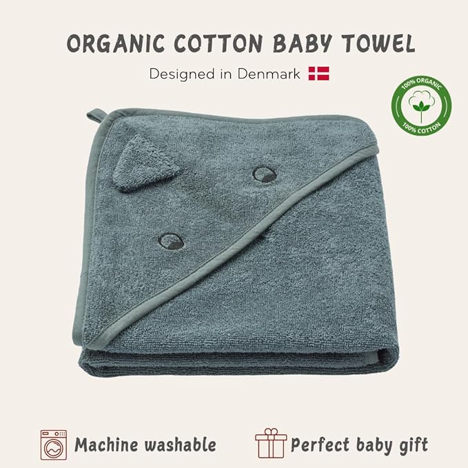Baby Hooded Towel – Organic Cotton Baby Bath Towels – Baby Towels, Baby Bath Towels for Baby Boy, Baby Girl, Large 32" x 32" Super-Soft and Absorbent Baby Towels for Newborn (Dino - Tradewinds)