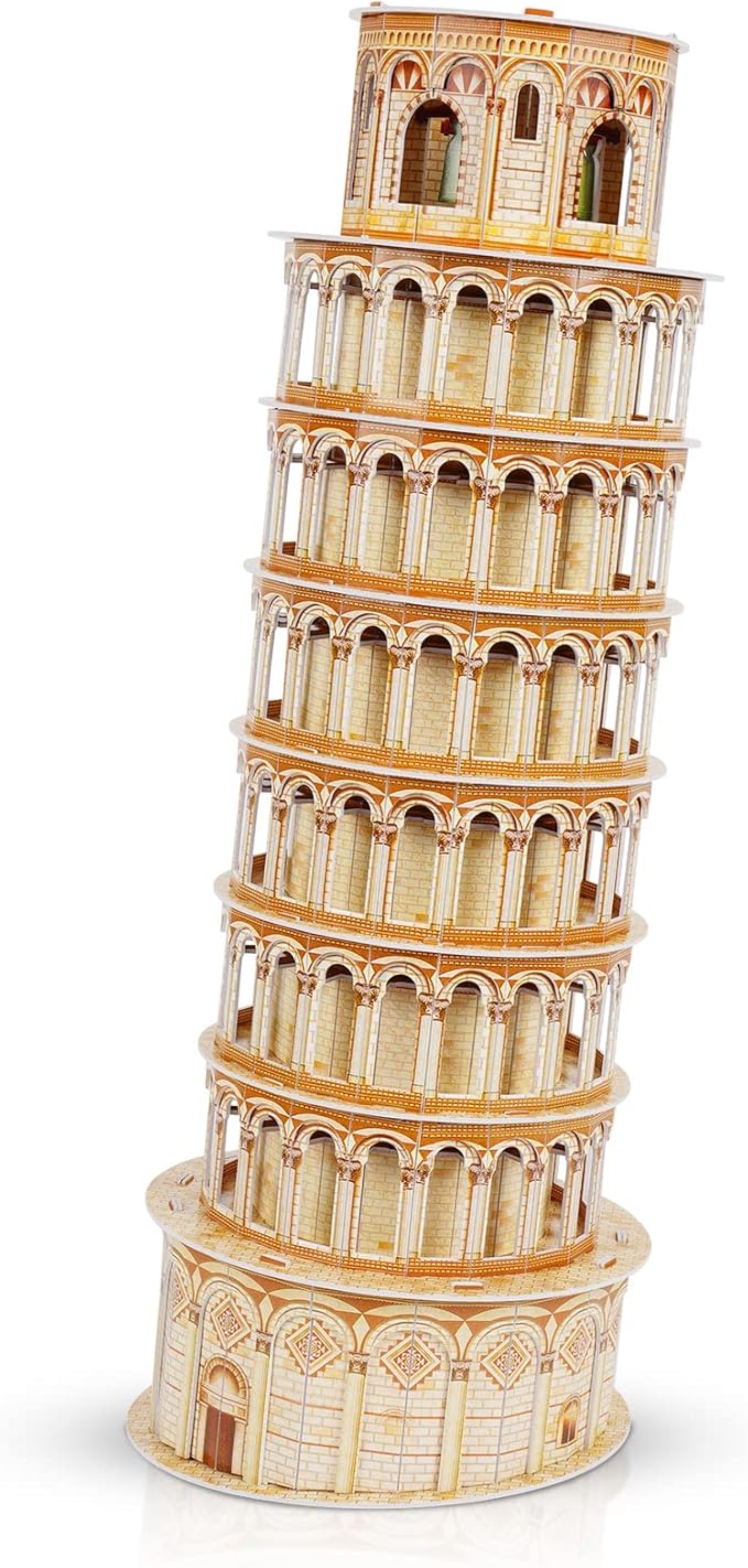 3D Puzzles for Adults & Kids, Exquisite Leaning Tower of Pisa City Large Architecture Building Model Kit, 3D Jigsaw Craft Kits STEM Educational Toys Birthday for Boys Girls Ages 10+ Home Decor, 70 PCS