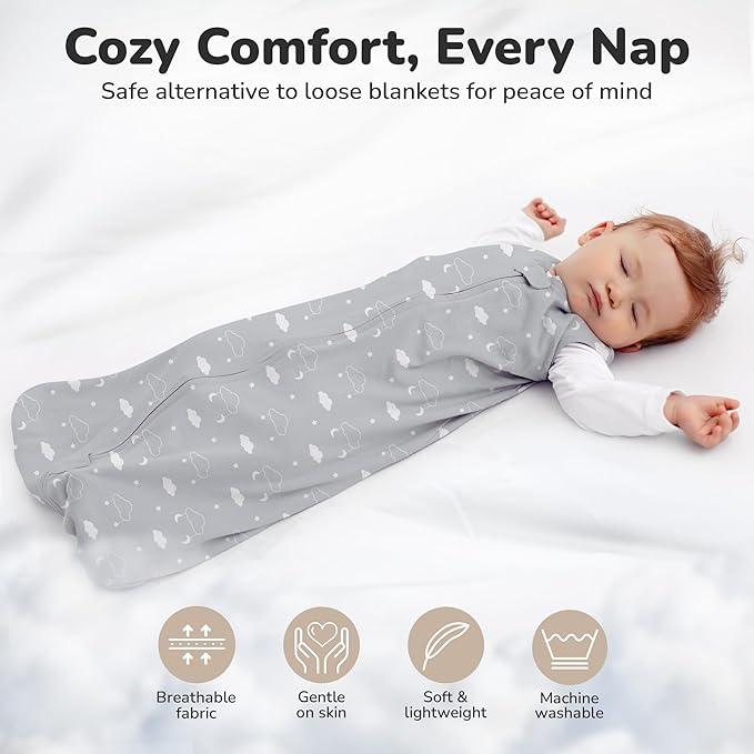 Mama Cheetah Baby Sleep Sack 2.5 TOG, Winter Baby Sleeping Bag with 2-Way Zipper, Organic Cotton Swaddle Transition Wearable Blanket for Boy Girl Infant Toddler, 6-12 Months, 1-Pack