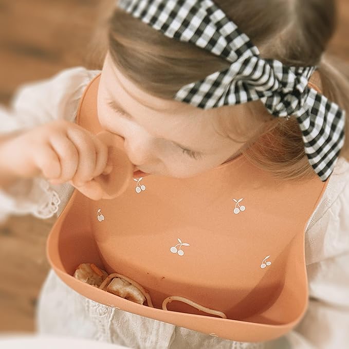 Moonkie Silicone Bibs Set Of 3, BPA Free Soft Adjustable Fit Waterproof Feeding Bibs for Babies and Toddlers(Cream/Buck/Olive Green)