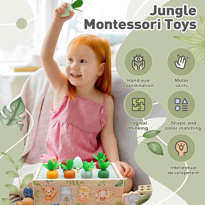 Montessori Wooden Toys for 1+ Year Old, 9 in 1 Montessori Toddler Toy with Preschool Educational Toys for 2+ Year Old, Birthday for Boys Girls Aged 1 2 3 4 Years