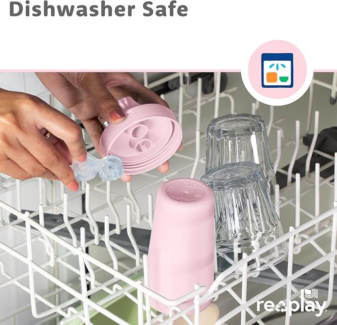 Re-Play Spill-Proof Sippy Cups - Reusable 10 Oz Set of 6, Dishwasher & Microwave Safe, Made in USA, Meadow