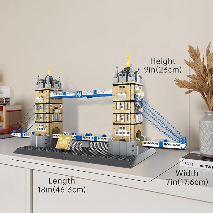 London Twin Tower Bridge Building Blocks Sets London Architecture Building Kits Famous Landmark Model Toys Gift for Adults Kids Teens 969PCS